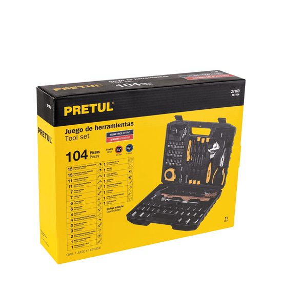 Juego de herramientas 104 pzas Pretul