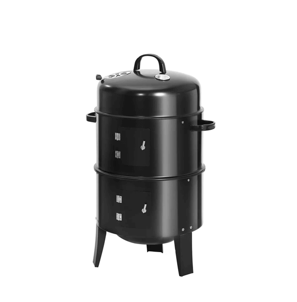 Asador Ahumador Dos Niveles Circular Con Termómetro